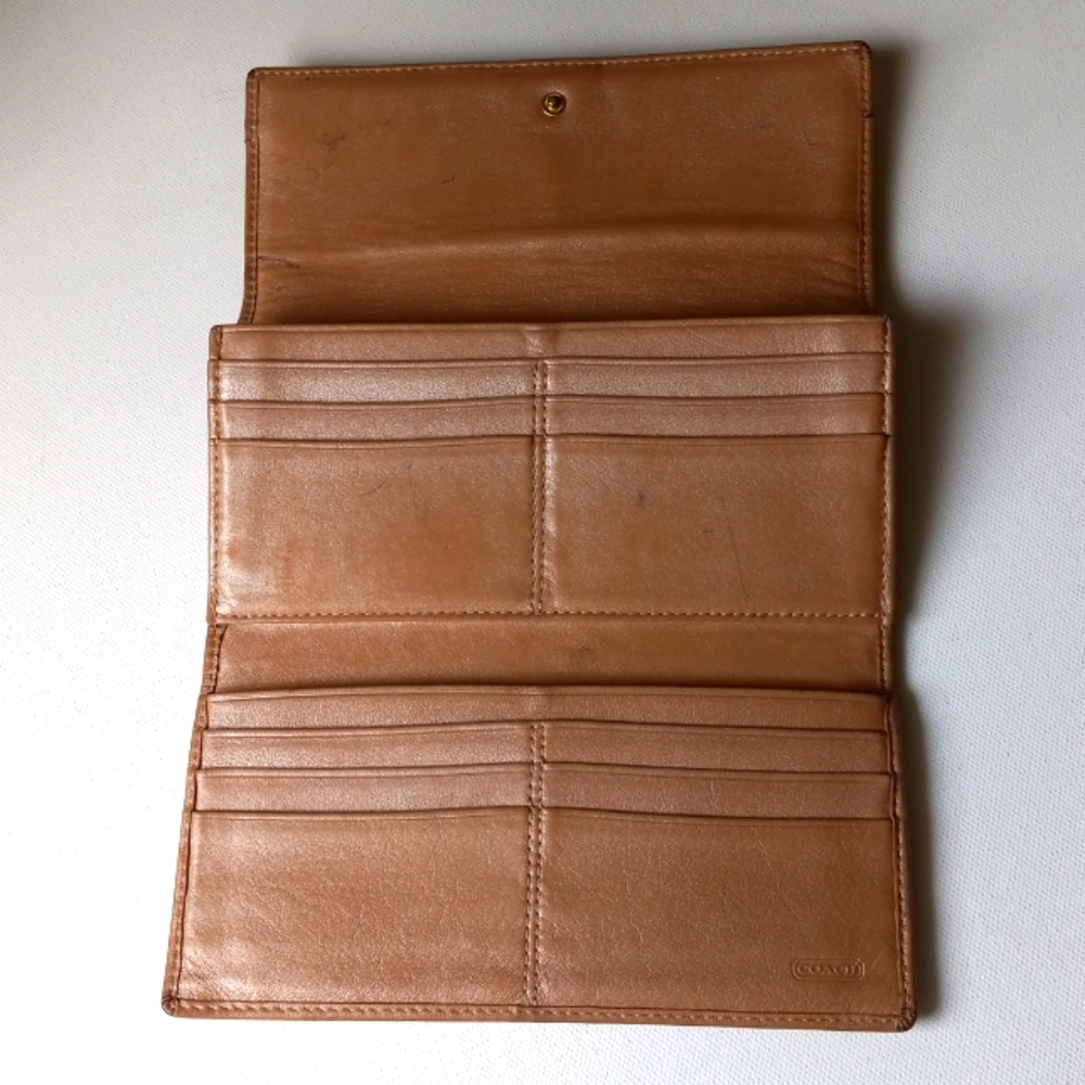 COACH BILLFOLD TRIPLE  Champagne Beige  Needs TLC Vintage